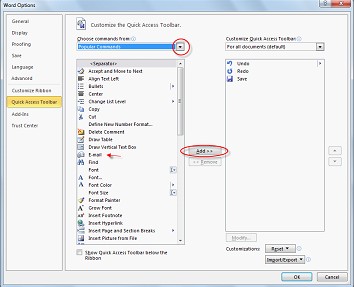 qat4 Quick Access Toolbar Popular Commands