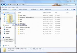 Windows 7 - Drag a folder to favourites